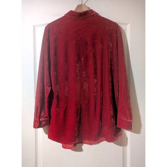 Soft Surroundings | Velvet Boyfriend Tunic Shirt In Garnet - Picture 3 of 7